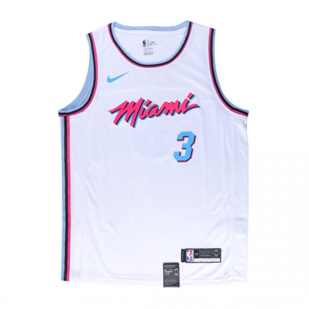 Men's Miami Heat Dwyane Wade #3 White 19-20 Swingman Jersey - City Edition(Round Collar)-Pro Kit Vault | Brand New 26/27 Sports Jerseys